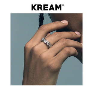 KREAM S925纯银不规则简约锤纹开口戒指小众设计冷淡风男女同款