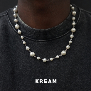 KREAM 原创 S925 纯银拼接天然贝珠珍珠项链男嘻哈女同款百搭