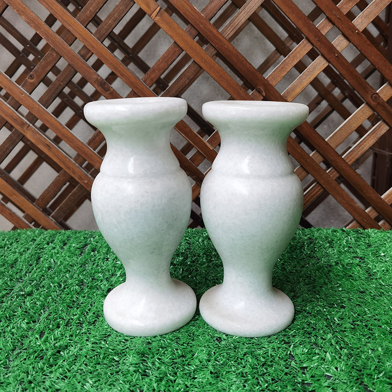 石花瓶一对墓前祭拜汉白玉石香炉烛台插花大理石海浪石石头狮子