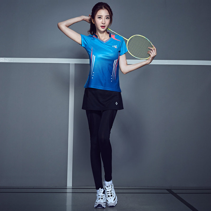新款领胜羽毛球服女款短袖长袖套装