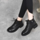 2024年新款女鞋平底马丁靴低帮女软皮小短靴春秋季单靴及踝真皮鞋