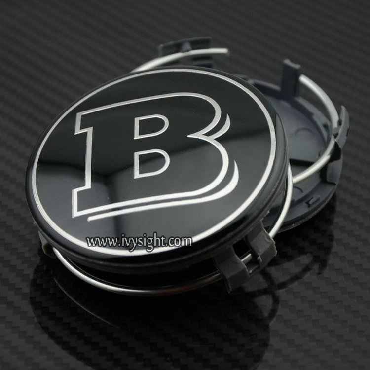 奔驰amg车标 苹果树巴博斯轮毂盖标 b字麦穗中心盖贴标改装75mm