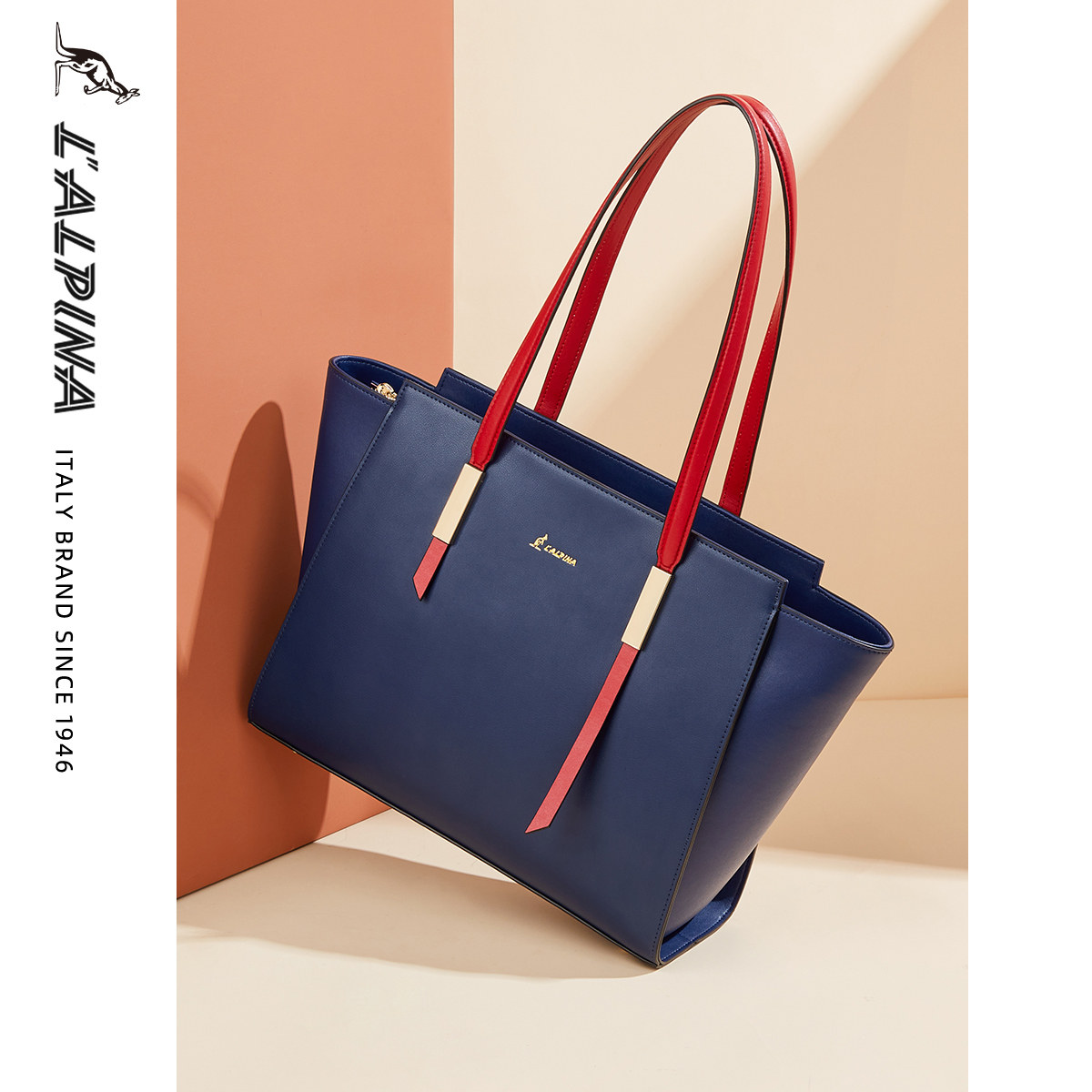 意大利lalpina袋鼠托特包女包大容量单肩包大包包真皮通勤手提包