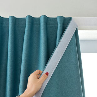 魔术贴窗帘免打孔安装自粘式出租房卧室飘窗100%全遮光遮阳布简易