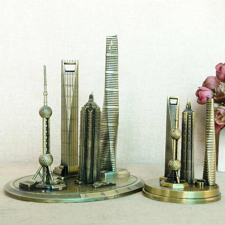 上海地标建筑模型东方明珠景区旅游纪念品金属工艺品家居摆件