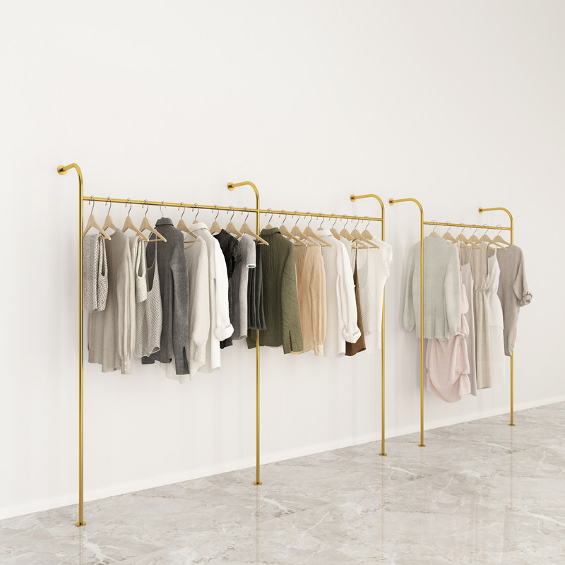 服装店上墙展示架男女装壁挂式衣服架子侧挂服装架货架落地式挂杆