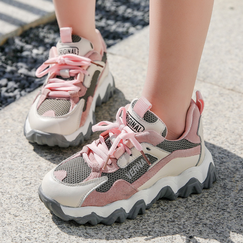 女童老爹鞋2022春款女孩网鞋新款儿童运动鞋女中大童鞋子春秋网面