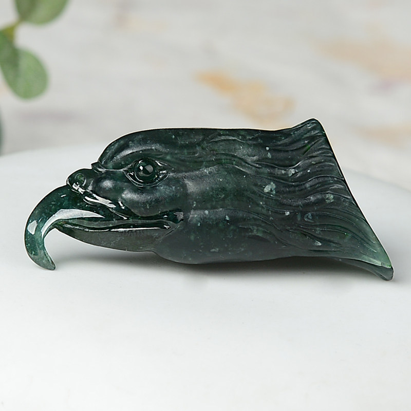 【省玉雕大师高嘉作品】缅甸a货翡翠蓝水鹰头吊坠19.80g