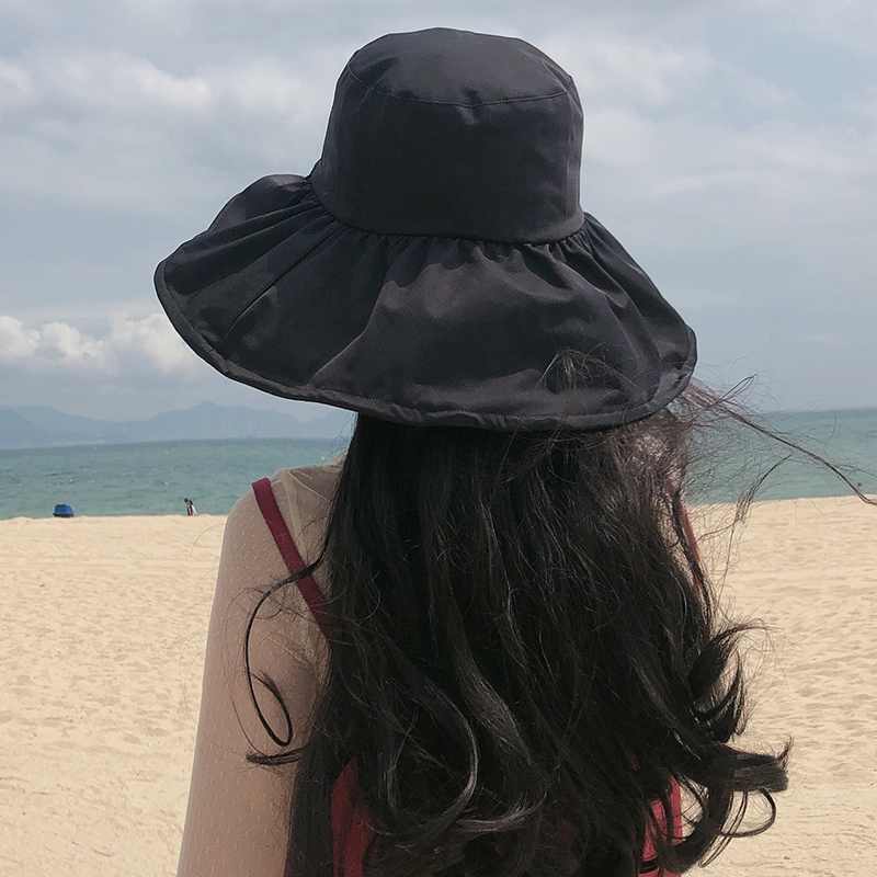 日本UV防晒帽子遮脸防紫外线大沿渔夫帽女夏季遮阳帽女沙滩帽出游