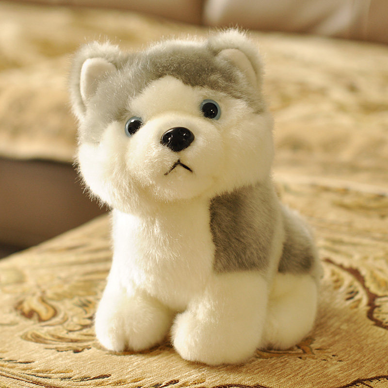 哈士奇 小号_仿真哈士奇公仔毛绒玩具呆萌二哈小狗狗玩偶小号儿童礼物