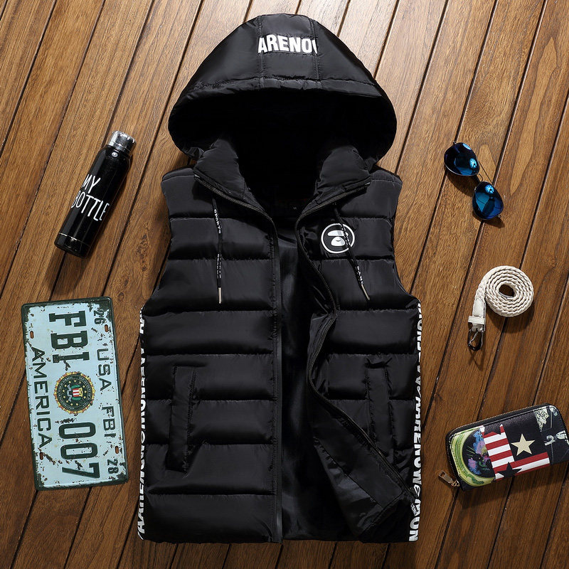 秋鼕季男士棉馬甲男加厚青少年外套韓版坎肩學生連帽青年馬夾潮款