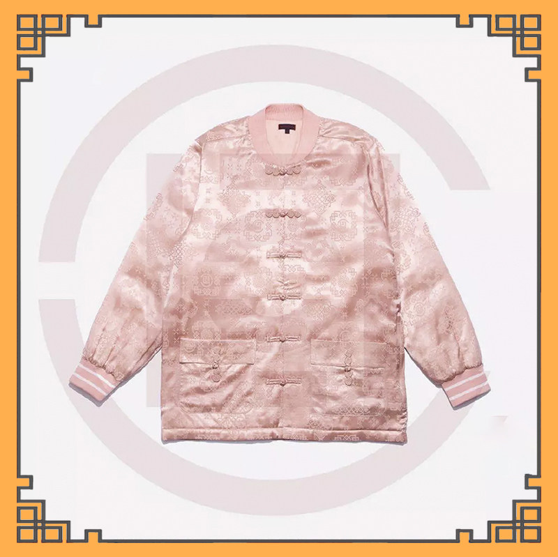 clot 唐装_2020新款限定clot粉丝绸夹克棉服陈冠希同款盘扣唐装中国风