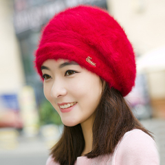 韩国加厚保暖贝雷兔毛帽子女冬天潮青年护耳妈妈帽女士冬季针织帽