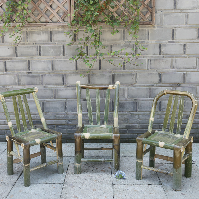 手工竹椅子编织靠背椅老式竹子椅子阳台藤椅竹凳子家用矮凳小方凳