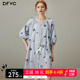 dfvc温柔风纯棉条纹绣花衬衫裙女2025年夏季新款系带领宽松连衣裙