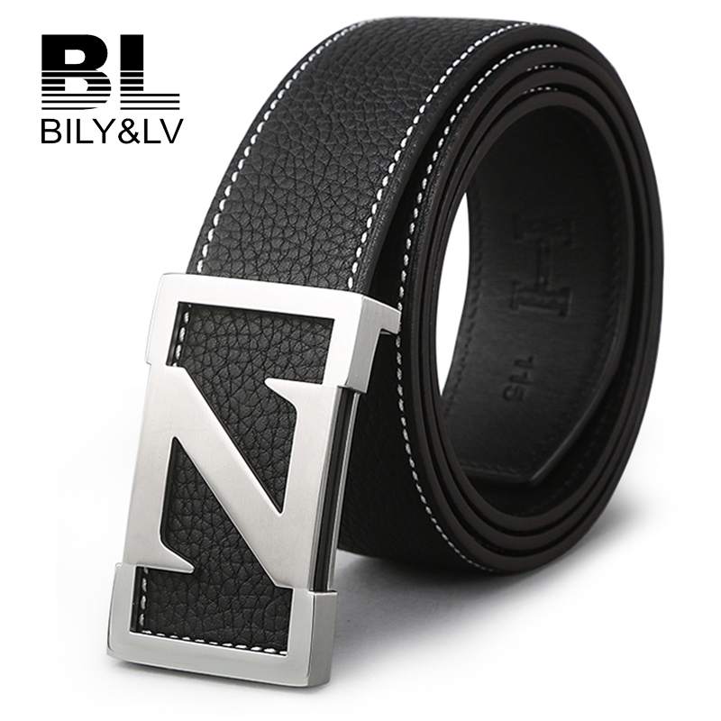 bily lv正品真皮头层男士z字母皮带