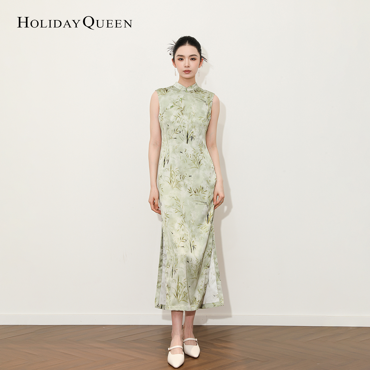 HolidayQueen中式连衣裙改良旗袍性感开叉国风长裙轻奢宴会礼服裙