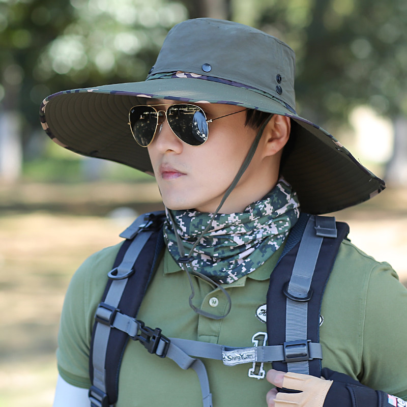 帽子男遮阳帽大沿钓鱼帽子男士防晒帽休闲百搭户外防紫外线太阳帽