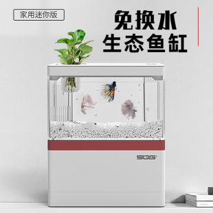 小鱼缸小型桌面创意造景套餐生态缸微景观免换水斗鱼缸迷你水族箱