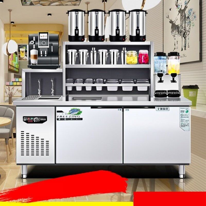高端商用水d吧台奶茶店吧备工套冷藏冷台柜水设操作u冻平冷全奢华