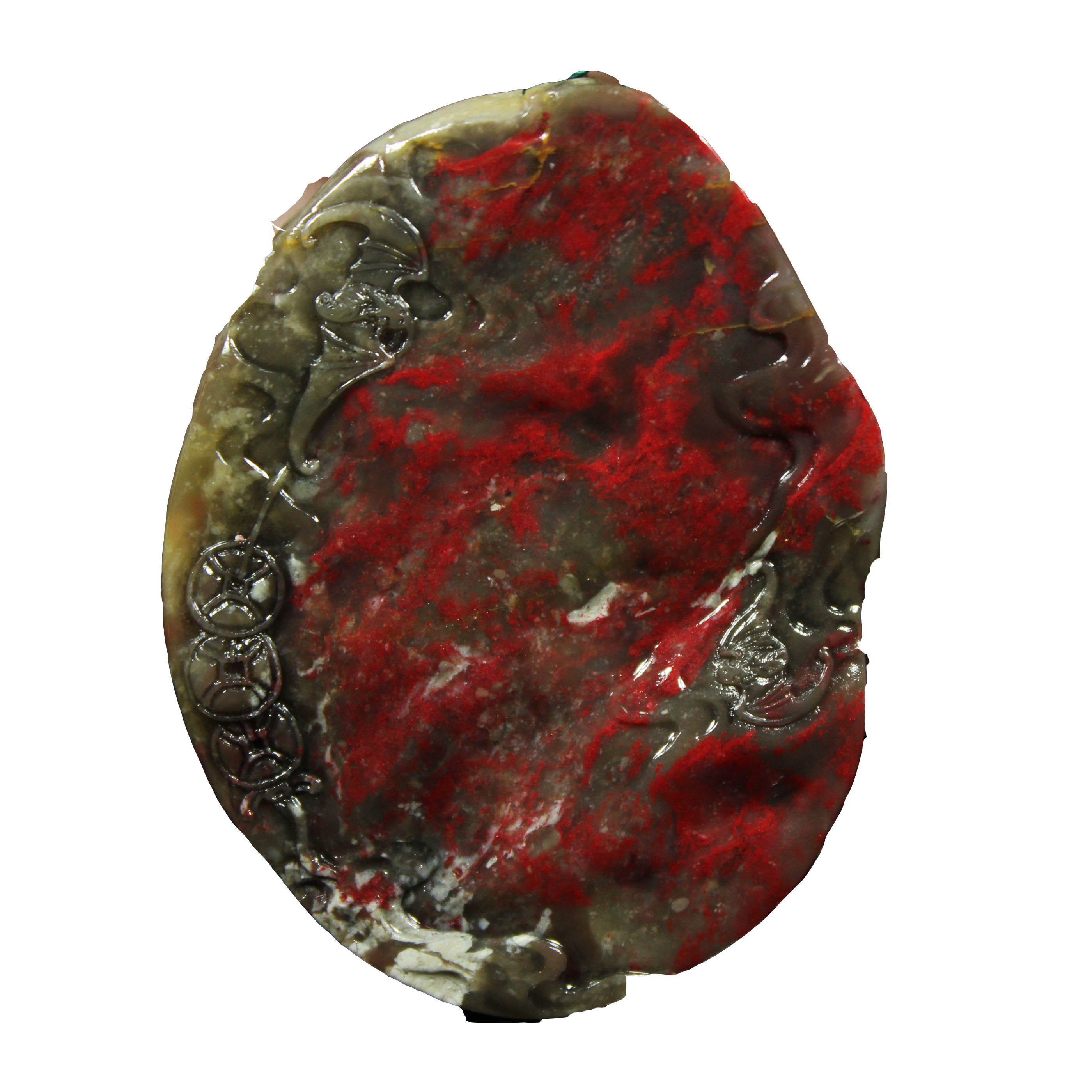 【直供】昌化牛角冻软底鸡血石大挂件《五福临门》老坑货