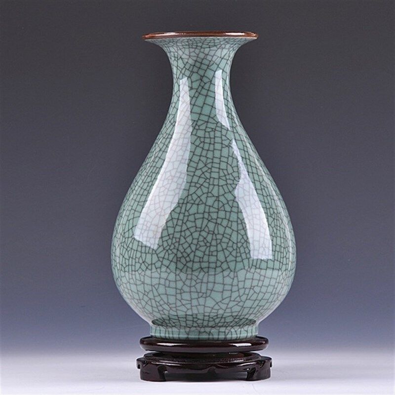 高端景镇陶瓷器仿古花瓶客高官窑碎瓷裂纹釉德t厅家居装饰奢华