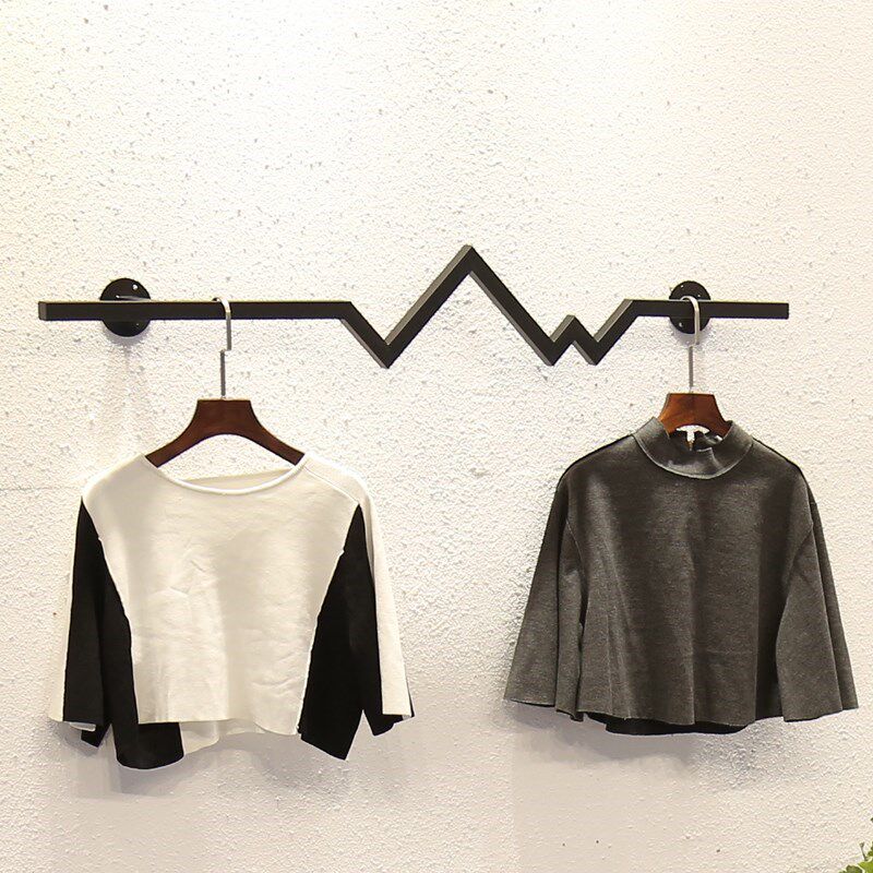 包邮 铁艺服装店展示架衣服上墙服装架女装店装修货架壁挂式正挂衣服