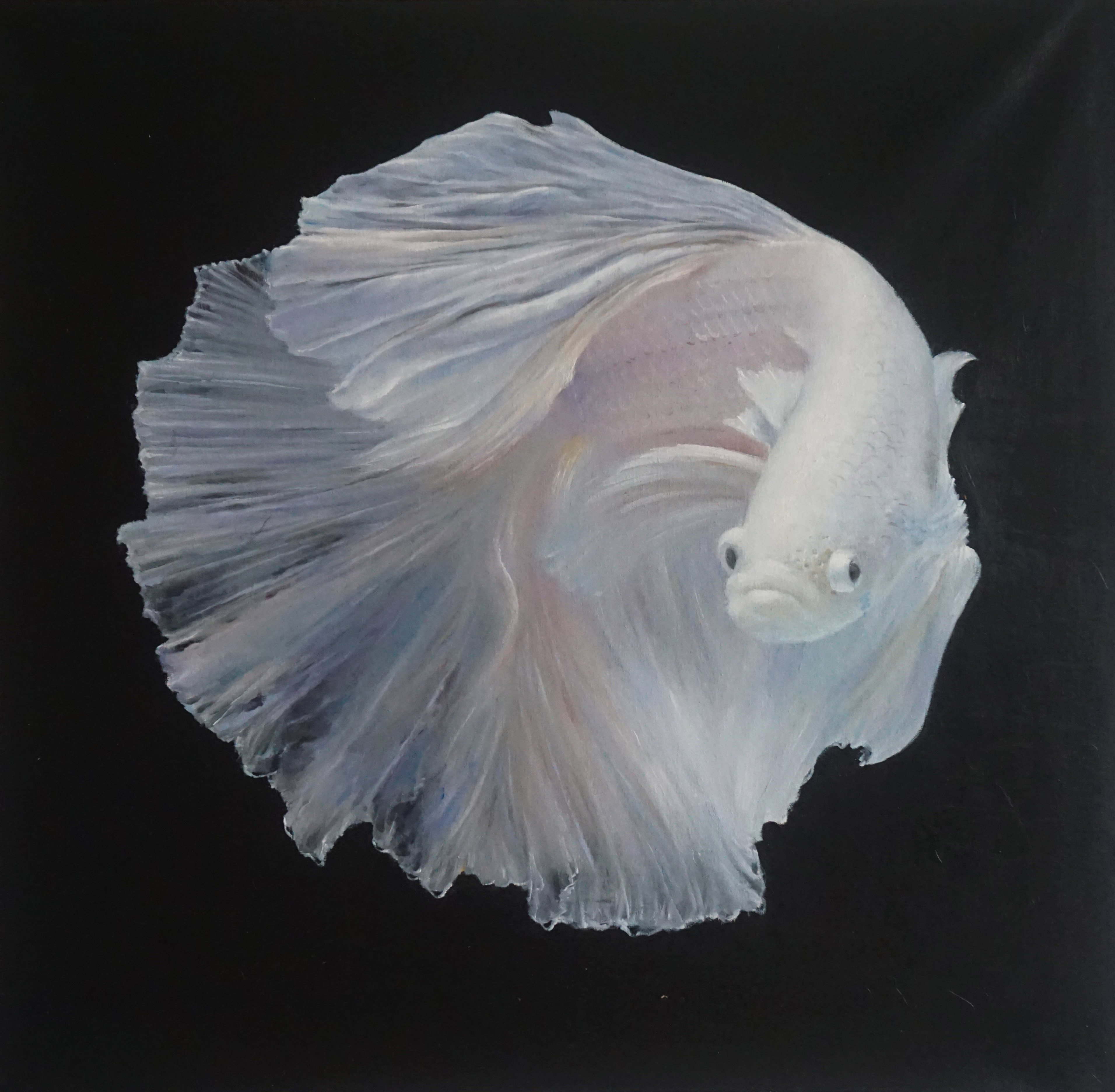 丁立明《鱼乐》布面油画