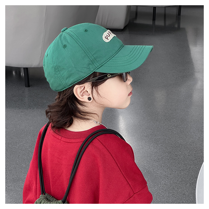 儿童帽子2024年春季新款鸭舌帽绿色洋气百搭显脸小男童女童棒球帽