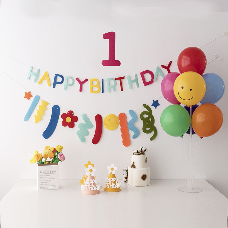 萌叔派对~ins宝宝一周岁生日装饰气球男孩女孩儿童背景墙场景布置