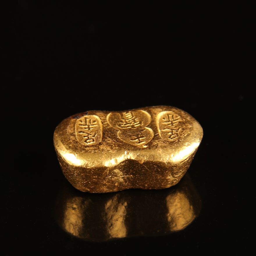 天寳足赤一两金锭一枚(现代仿古)