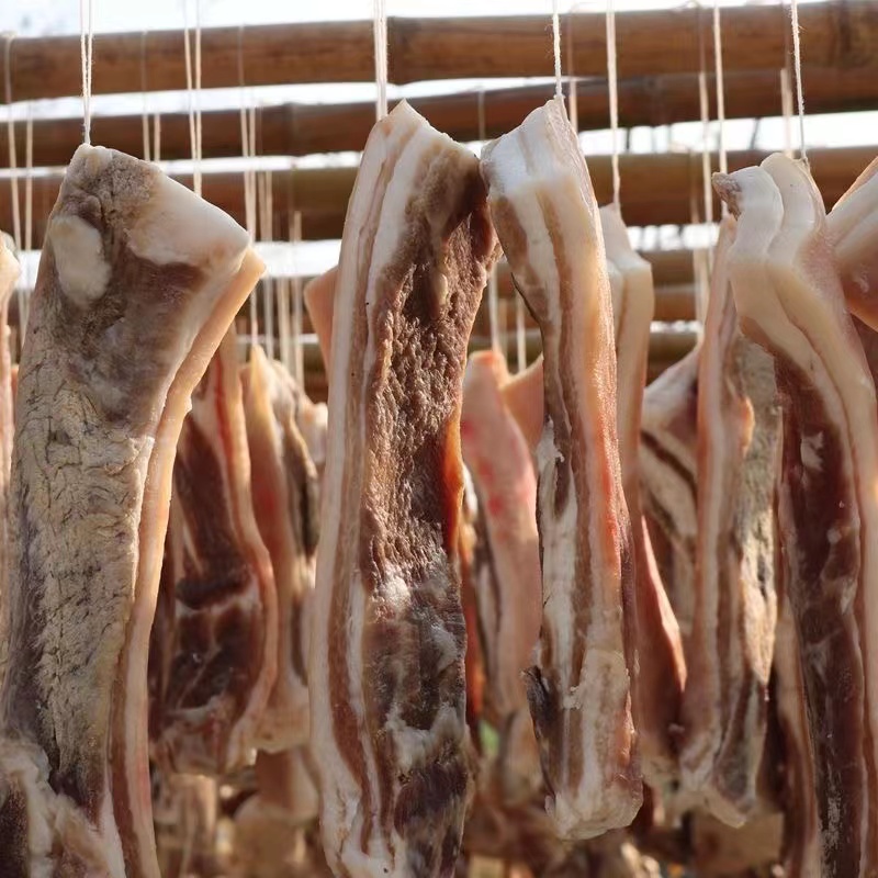 安徽安庆太湖特产土猪腊肉日晒风干农家自制腌制咸肉五花肉非烟熏