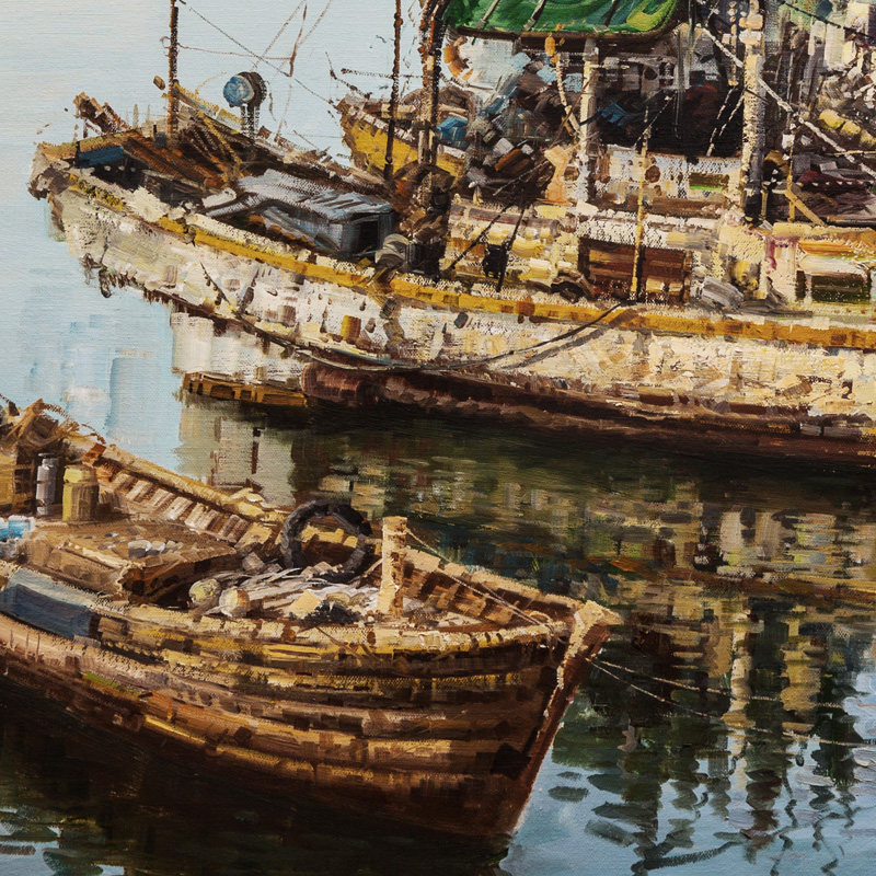 黄劲松《港湾二》大尺幅 布面油画