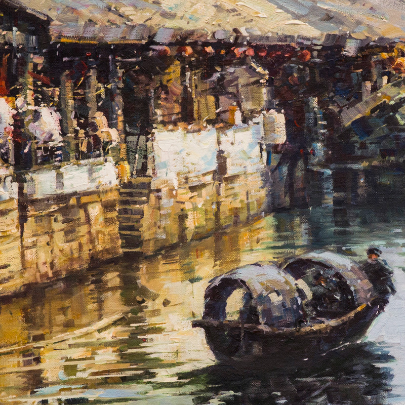 黄劲松《江南小镇》 布面油画