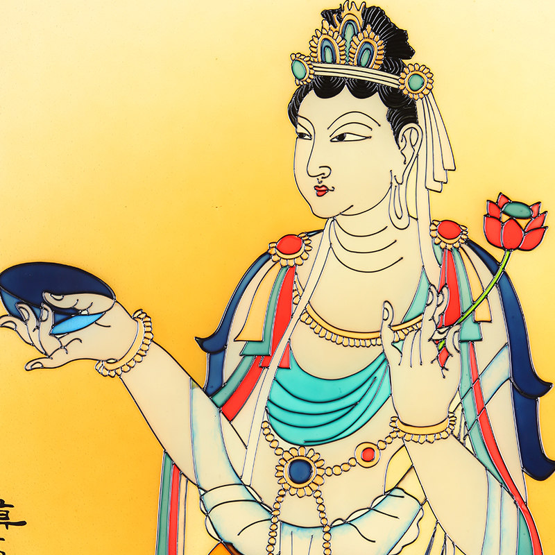 【敦煌飞天 莫高窟唐人菩萨像】手工彩绘装饰画 福建工美权威