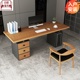 简约现代台式电脑桌loft铁艺实木办公桌家用书桌创意写字台老板桌