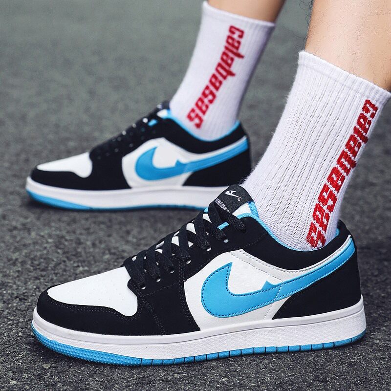 aj男鞋夏季新款空军一号薄荷黑绿扣碎低帮板鞋百搭青少年运动潮鞋