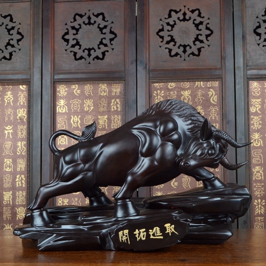 黑檀木拓荒牛手工开拓进取手工整料木雕工艺品金钱牛气冲天摆件