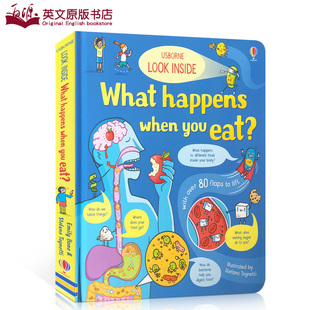 英文原版纸板书 Look Inside What Happens When You Eat看看你吃东西的时候会发生什么 Usborne看里面低幼系列：揭秘各种人体器官