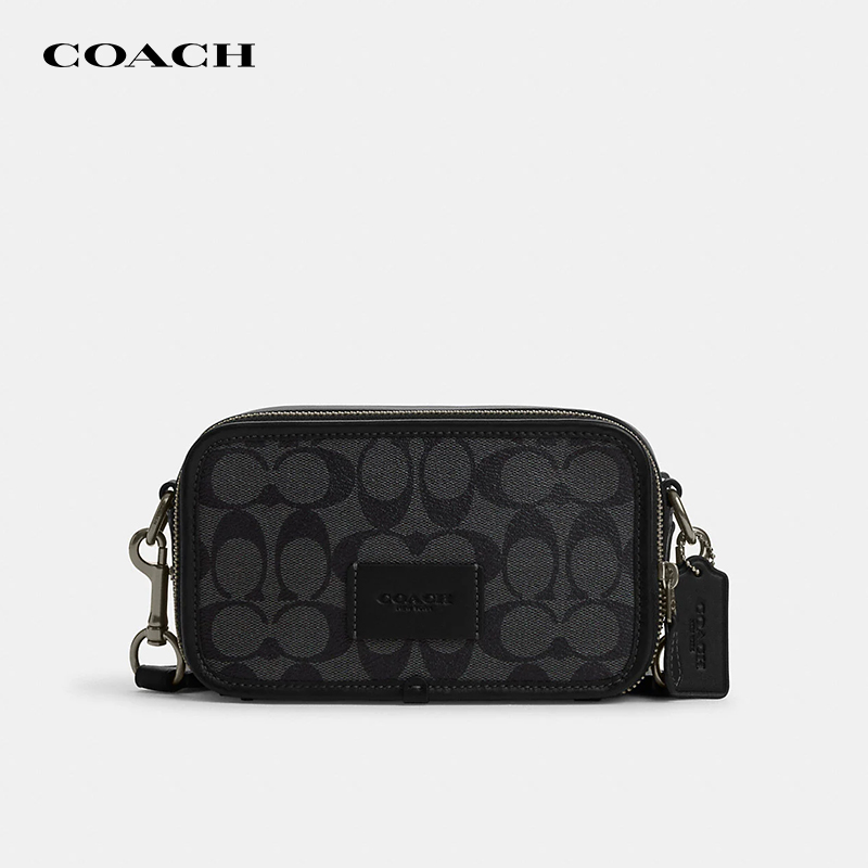 【官方授权】COACH/蔻驰男士小方包老花潮流时尚相机包单肩斜挎包