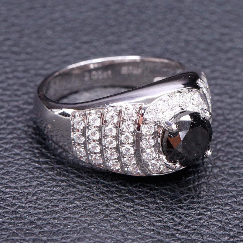 绝当 豪华款2.05ct黑钻男戒 18k金 和平典当 jd82424