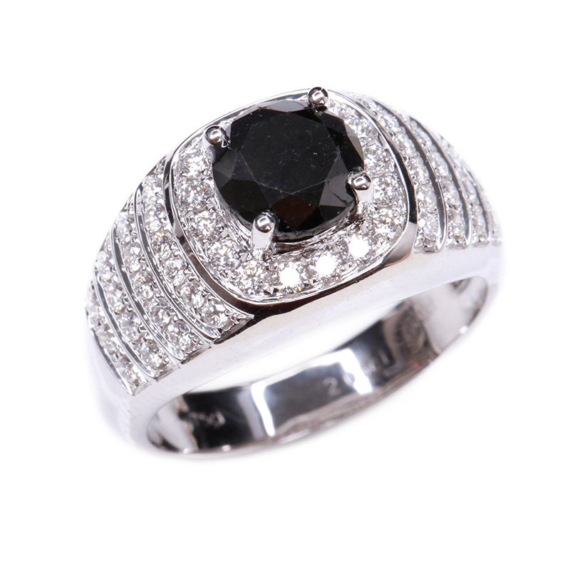 绝当 豪华款2.05ct黑钻男戒 18k金 和平典当 jd82424