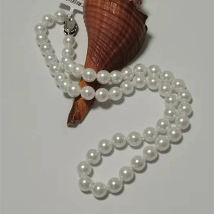 S925天然珍珠项链贝珠白色淡水正圆无暇生日送长辈妈妈母亲节礼物