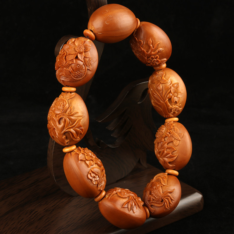 核雕名家丁凯《富贵花开》手串