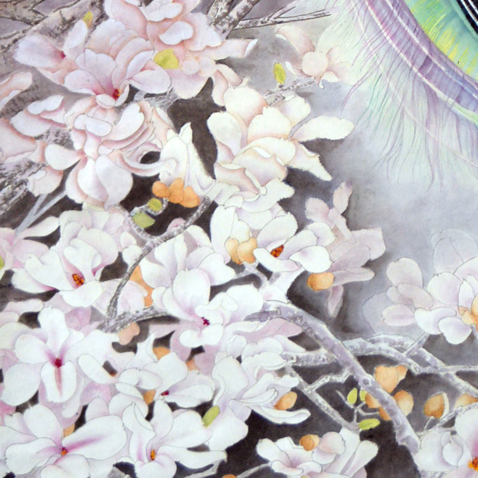 袁勇《孔雀玉兰》金笔银墨书画院院士