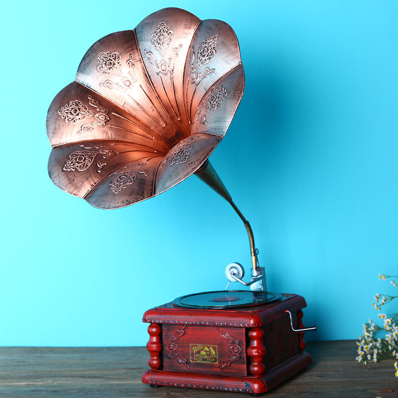 欧式复古家居饰品客厅装饰品摆件电视柜摆设工艺品留声机模型道具