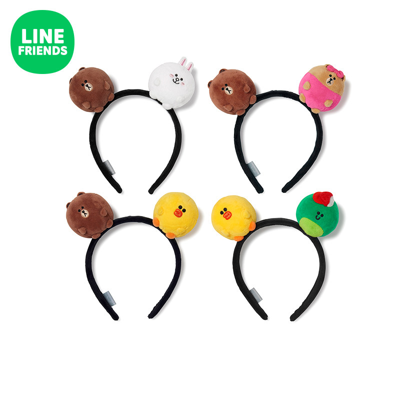 line friends 布朗熊pongpong系列发饰 动漫卡通可爱形象发卡头箍