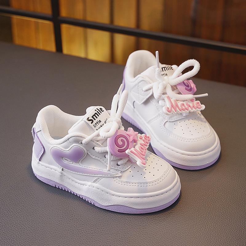 儿童新款女童板鞋粉色小白鞋童鞋女紫色休闲鞋运动鞋软底防滑拼色