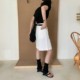 SMX牛仔裤女2025年夏季薄款五分裤高腰显瘦白色阔腿A字中裤69057