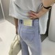 SMX牛仔裤女2025年春夏薄款高腰宽松显瘦阔腿筒喇甩裤1090-1灰色